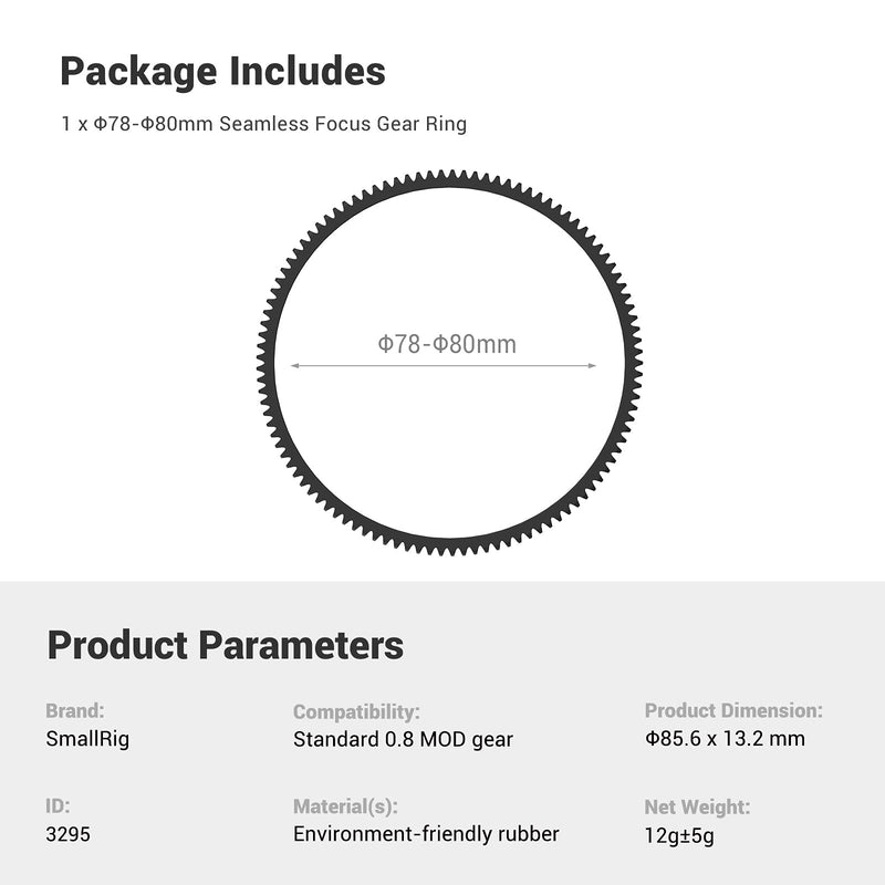 SmallRig Seamless Focus Gear Ring (78mm to 80mm) - 3295 Φ78-Φ80