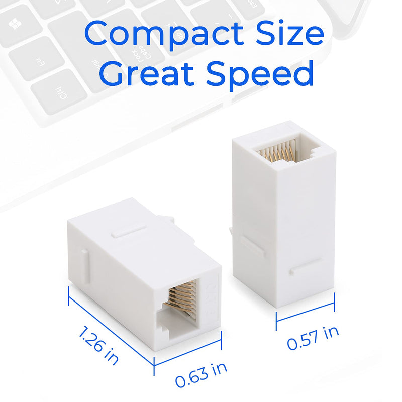 [AUSTRALIA] - Rapink RJ45 Coupler Inline Keystone Jack, Female to Female RJ45 Keystone Coupler 25 Pack for Ethernet Cat6/Cat5e/Cat5 Cable Extender with Gold Plated White 25 pcs 