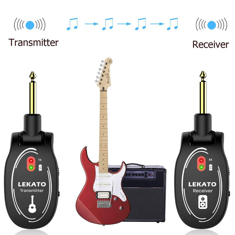 LEKATO Guitar Wireless Transmitter Receiver Wireless Guitar System Built-in Rechargeable Lithium Battery Digital Wireless Guitar Set for Guitars Bass