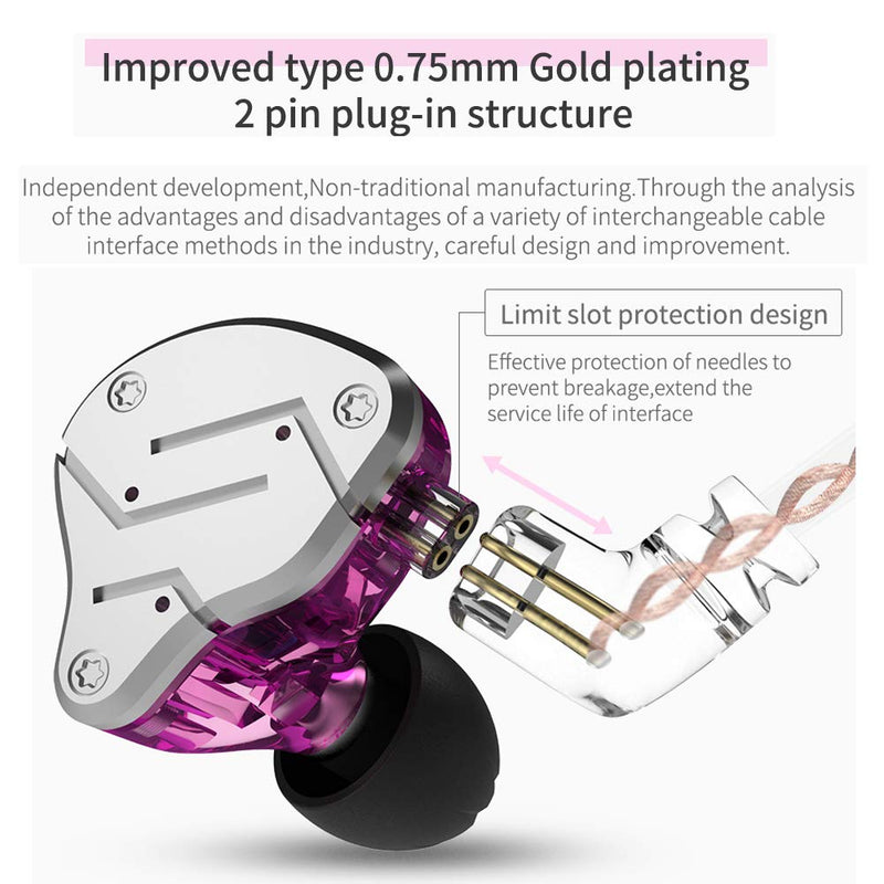 [AUSTRALIA] - KZ ZSN Earphone in Ears Monitor with 1BA and 1DD, KZ High Fidelity in Ear Headphone Earbuds with 0.75mm 2 pin Cable, 1 Dynamic and 1 Balanced Armature Driver KZ Headphone (Black, NO Mic) Black 