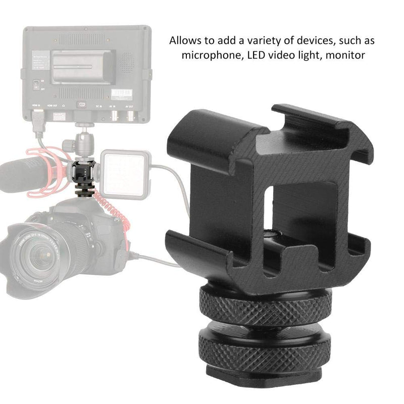 Vbestlife Camera Hot Shoe Holder, Triple Hot Shoe Base Mount Adapter Extend Holder for Microphone Monitor LED Video Light