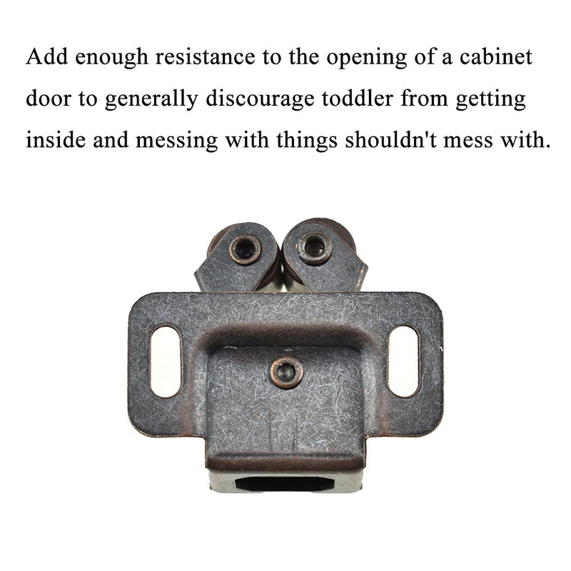 Hahiyo Double Roller Catch Door Latch Shorter Foot Cold Rolled Steel Stay Put Smooth Close No Squeak Noise Cold Air No Enter Easy Position Sturdy Spring for Kitchen Closet with Screws 9set Red Bronze 0.56''RedBronze-9Sets