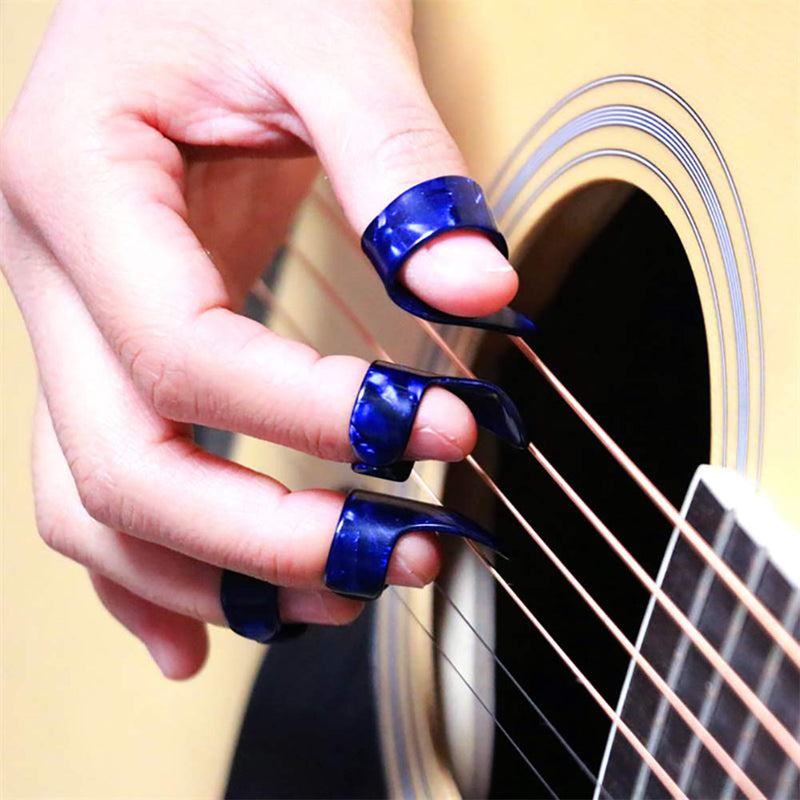 BUDDE Electric Acoustic Guitar Finger Picks Thumb Picks Set Thumb and Finger Picks Guitar Picks with Grid Case Storage Box