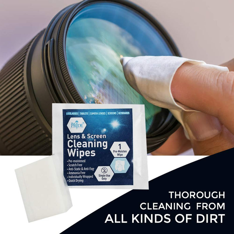 [AUSTRALIA] - Medpride Premoistened Lens Wipes| Anti-Static, Anti-Fog, Quick-Dry & Scratch-Free| Cleaning Cloths for LED Touch Screen, iPhones, iPads, Computer Monitors, Eyeglasses, Camera Lenses, Laptop (100) 100 