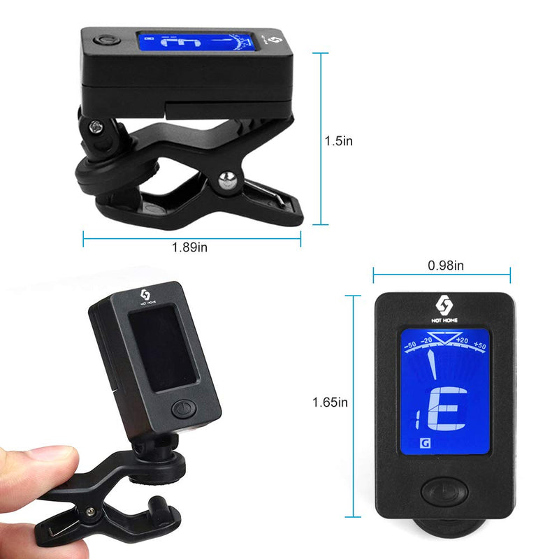 Clip-on Guitar Tuner, Easy Tuner for Beginner with LCD Dispaly for Guitar Bass Violin Ukulele Chromatic Fast & Accurate 360 Degree Rotating Easy to Use