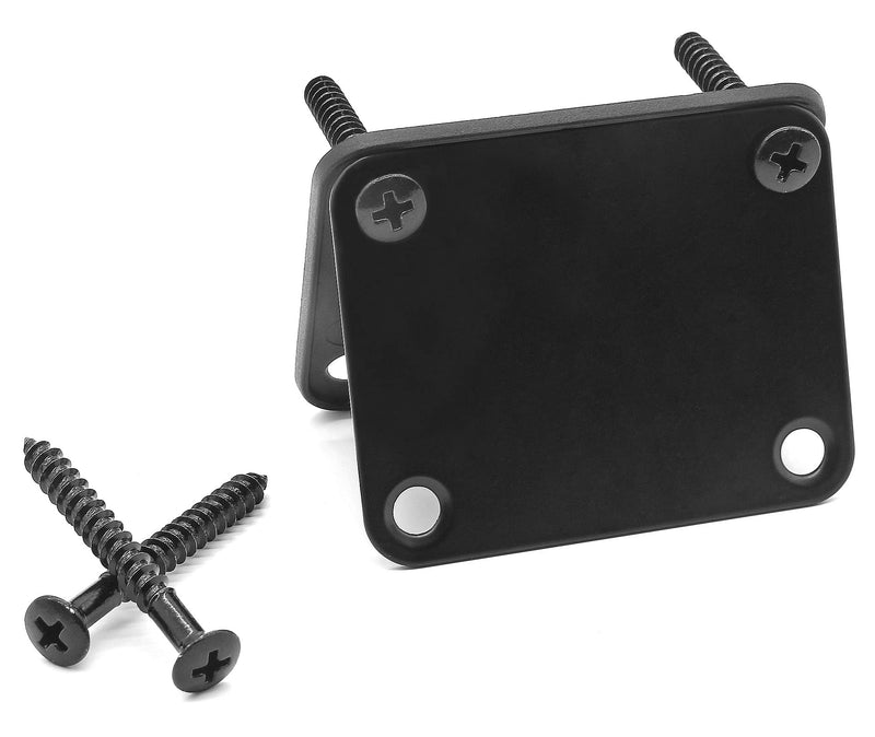 Jersvimc Black Bass Guitar Neck Plate Replacement with Mounting Screws, Metal Neckplate Telecaster Neck Shim Electric Guitar Hardware Parts for Jazz Acoustic Stratocaster
