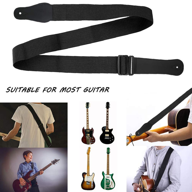 Premium Guitar Strap Locks (3 Pair) & Black Guitar Strap, SourceTon Strap Blocks Guitar Protector and Guitar Shoulder Strap for Bass Electric Guitar & Ukulele