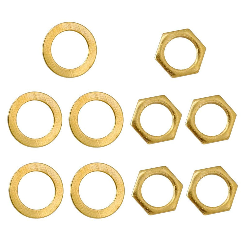 5 Pieces Gold Electric Guitar Hex Nut and Washer Sets fit for Guitar Replacement Parts