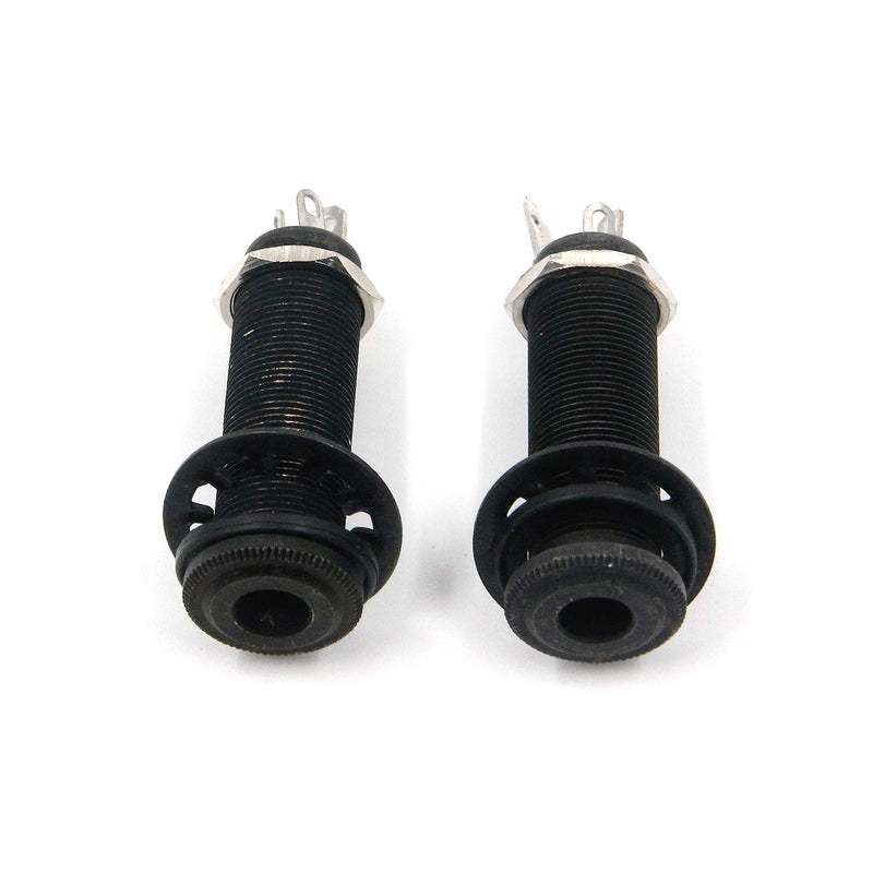 Geesatis 2 Pcs Electric Bass Guitar Stereo Output Jack Socket End Pin Jack Metal Socket Accessory, Black