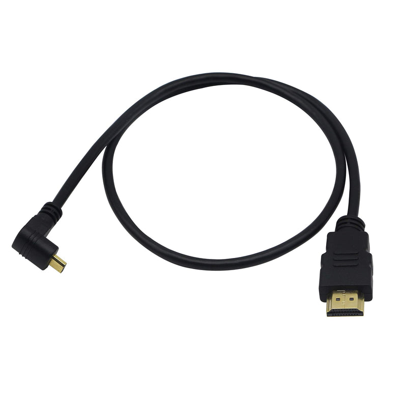 55cm Micro HDMI to HDMI YOUCHENG Male 90 Degree Angle Cable Adapter HDTV Micro HDMI Up Angle for Cell Phone & Tablet & Camera