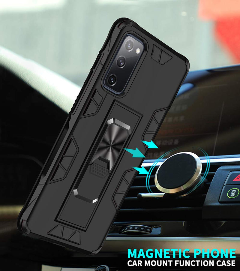 Samsung Galaxy S20 FE Case Galaxy S20 FE 5G Case Military Grade Built-in Kickstand Case with Stand Holster Armor Heavy Duty Shockproof Cover Protective Case for Galaxy S20 FE Phone Case (Black) Black