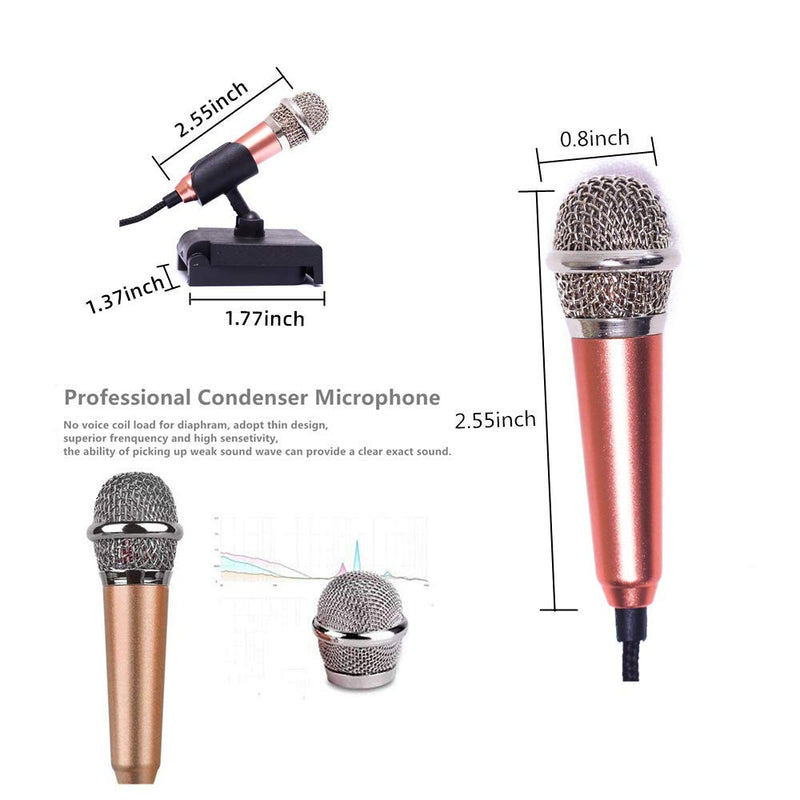 [AUSTRALIA] - Mini Microphone,Omnidirectional Mic for Voice Recording,Chatting and Singing on iPhone,Android (Rose Gold) Rose gold 