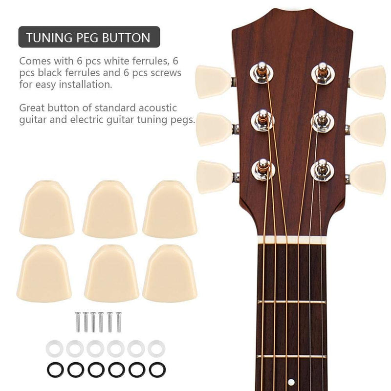 Alomejor Tuning Peg Heads 6 PCS/Set Acrylic Tuning Pegs Button Machine Heads for Guitar Beige