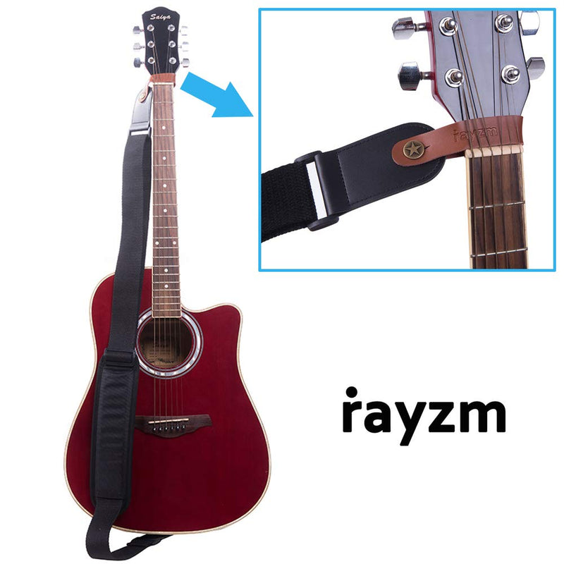 Rayzm Keychain Guitar Picks Holder with 6pcs Picks, Leather Guitar Plectrums Case Bag, Guitar Headstock Strap Button Tie for Acoustic/Electric/Bass Guitars with Strap Tie