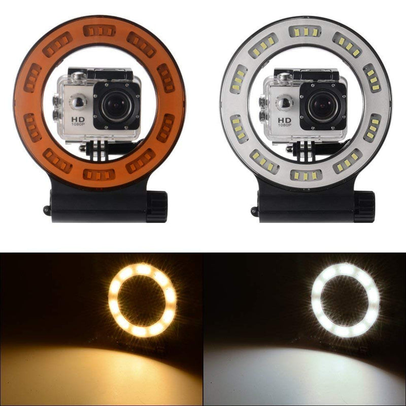 MEIKON LED Underwater Light, Waterproof 40m Diving Fill Light IPX8 Waterproof Flash Ring Light 3 Modes with 30pcs LED for GoPro Hero 6/5/4/3 /3/2/1 SJCAM and Other Action Camera (Rechargeable)