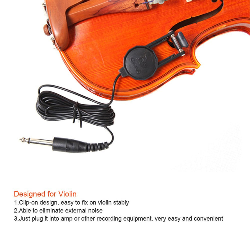 Andoer Clip-on Pickup Pick-up for Violin with 1/4" Jack 2.5M Cable Compact Professional