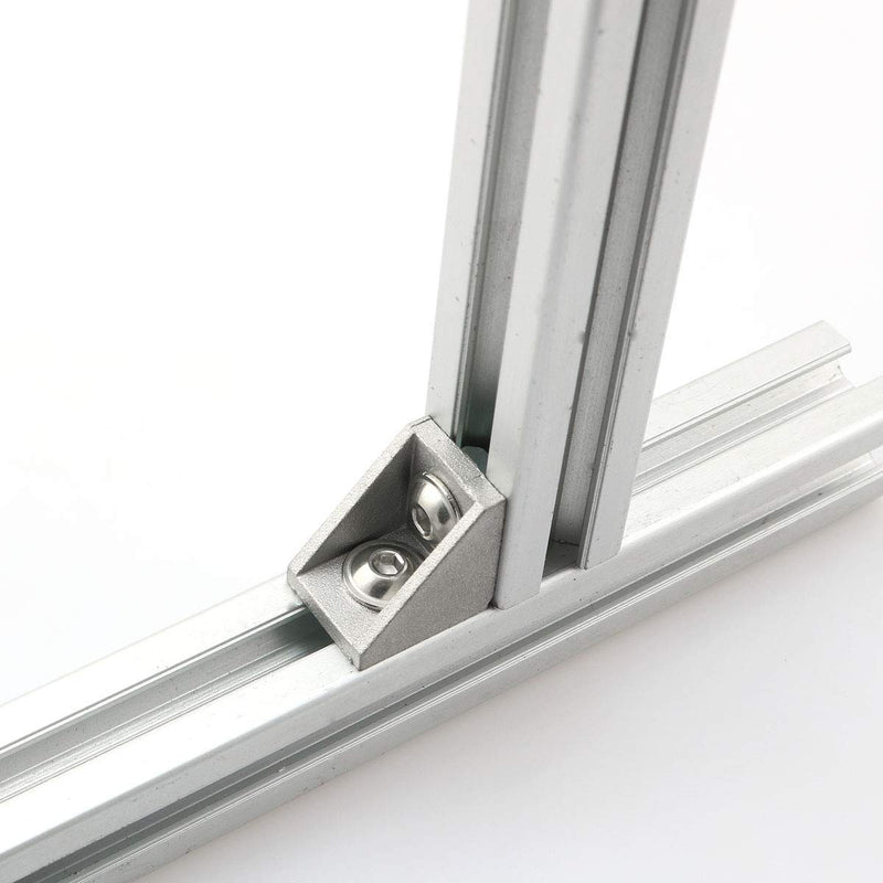 PZRT 1720 Series Aluminum Profile Connector Set 20pcs 20 x 20 x 17mm Corner Bracket, 40pcs T Nuts and 40pcs Hex Screw Bolt for 20S Aluminum Extrusion Profile