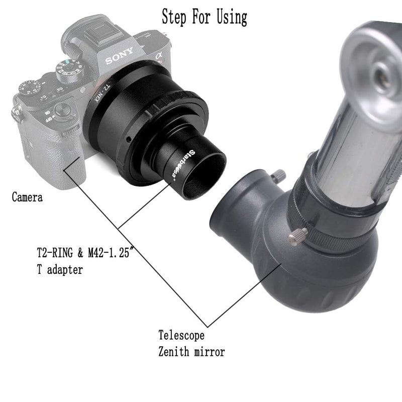 Starboosa T2-Ring & M42 to 1.25" Telescope T Adapter - for Sony NEX-3 NEX-5 NEX-6 NEX-7 5R VG40 A7R II A6300 A6000 Etc Extension Adapter - for Sony Nex