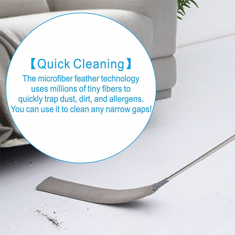 4PCS Retractable Gap Dust Cleaning Artifact or Brush with 2 Cloth Cover Microfiber Hand Duster Washable Telescopic Dust Collector for Household Bed Sofa Furniture Gap Fur Hair Wet or Dry Use