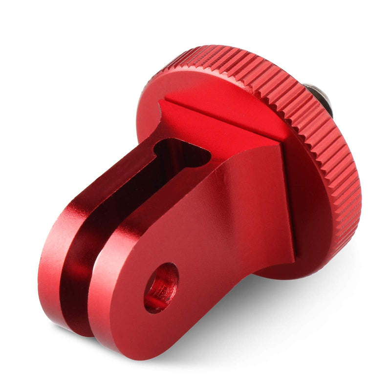 HSU Aluminum 1/4 inch 20 Camera Mount with Aluminum Thumbscrew, Tripod Adapter Compatible with GoPro Hero, Sony, Xiaomi Yi AKASO Campark and Other Action Cameras (Red) 1/4 inch 20 Camera Mount + screw(Red)