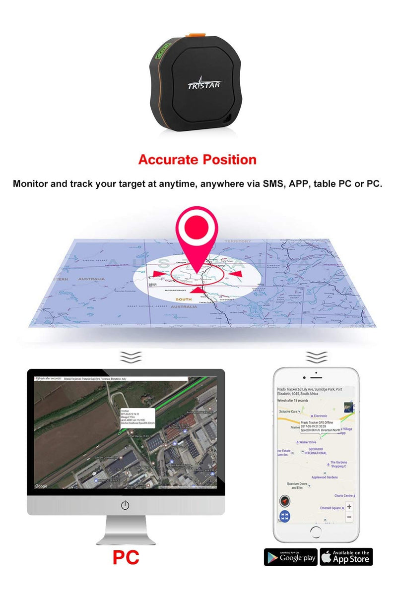 Personal GPS Tracker, Mini Portable GPS Tracker Tracking Device, Real Time Vehicle GPS Tracker, Waterproof & SOS Emergency for Kids Adults Elderly Pet Car Vehicle Bike Assets - TK1000