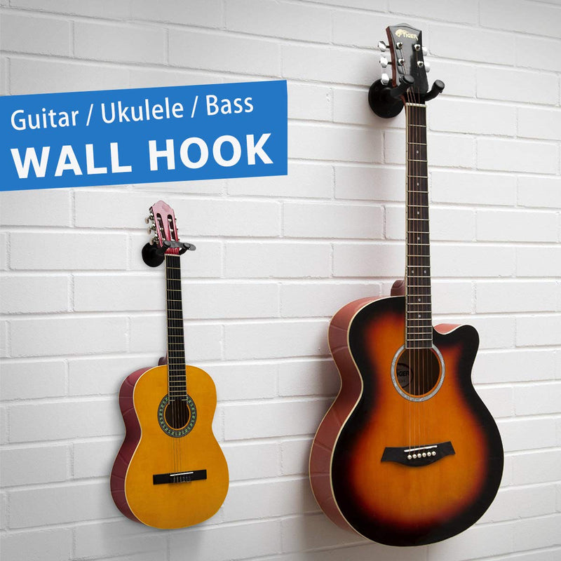 Zeroall 2 Packs Guitar Hook Holder Hanger for Wall Universal Guitar Wall Mount Bracket Holder for All Guitars Bass Mandolin Banjo Violin Ukulele Black 2 Pieces