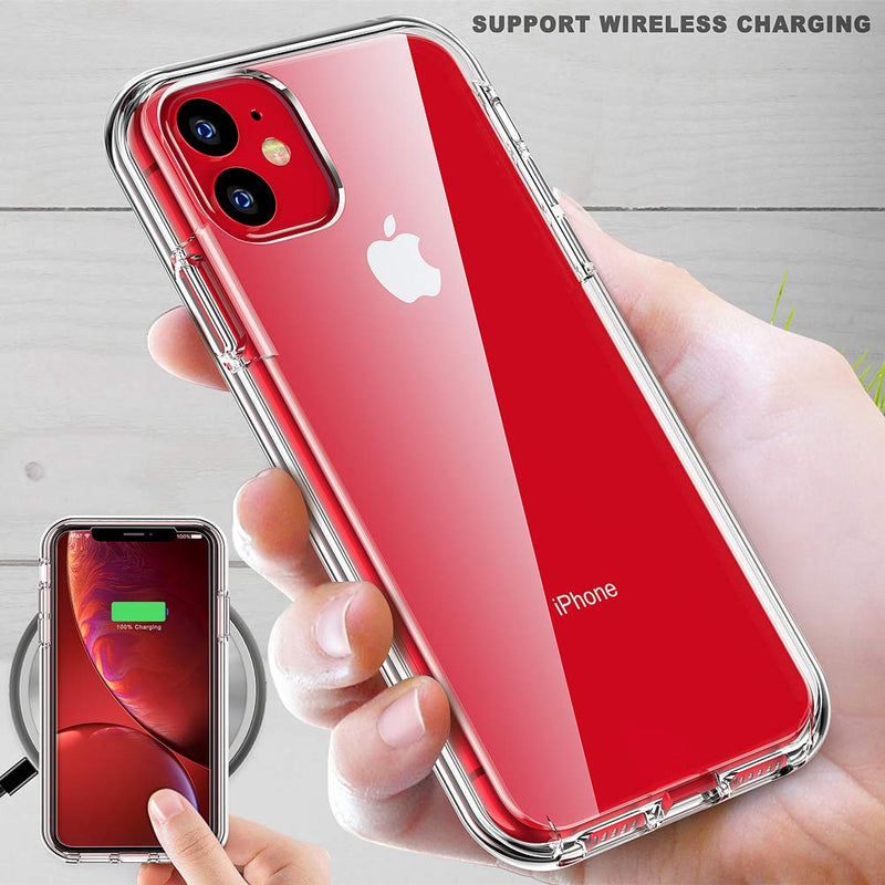 COOLQO Compatible with iPhone 11 Case, and [2 x Tempered Glass Screen Protector] for Clear 360 Full Body Coverage Hard PC+Soft Silicone TPU 3in1 Shockproof Protective Phone Cover For iPhone 11 (6.1 inch)