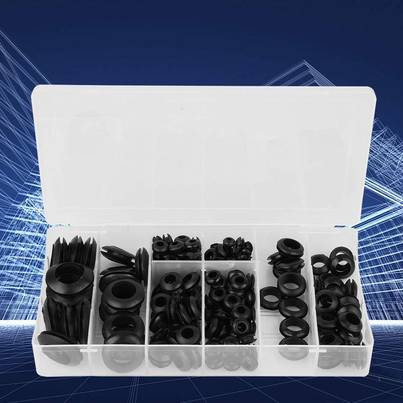 [AUSTRALIA] - 200Pcs Rubber Grommet Set Eyelet Ring Gasket Assortment Electrical Conductor Gasket Sealing Ring with See-Through Organizer Case 