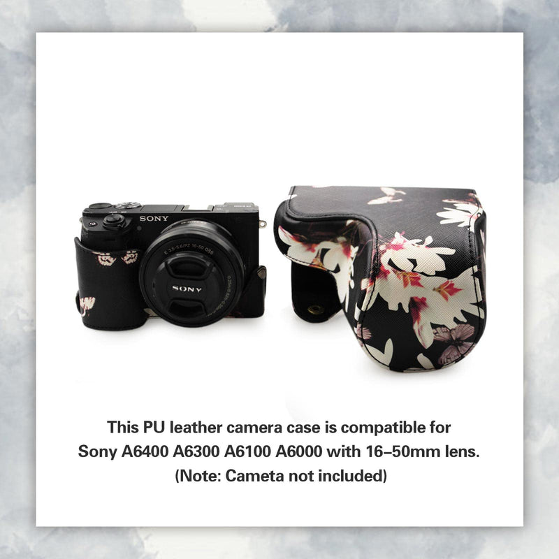 kinokoo Sony A6400 Case PU Leather Protective Case Cpmpatible for SONY A6400 A6100 A6000 A6300 with 16-50mm Lens Camera Colorful Black black-b