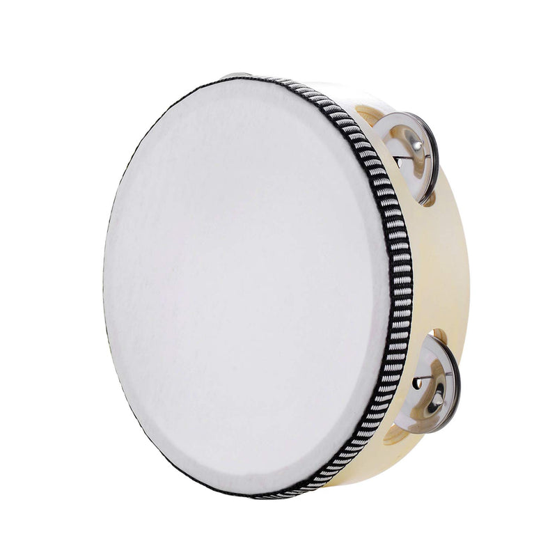 Hand Held Tambourine Drum 6 inch Bell Birch Metal Jingles Percussion Gift Musical Educational Drum Instrument for KTV Party Kids Games (6 inch)