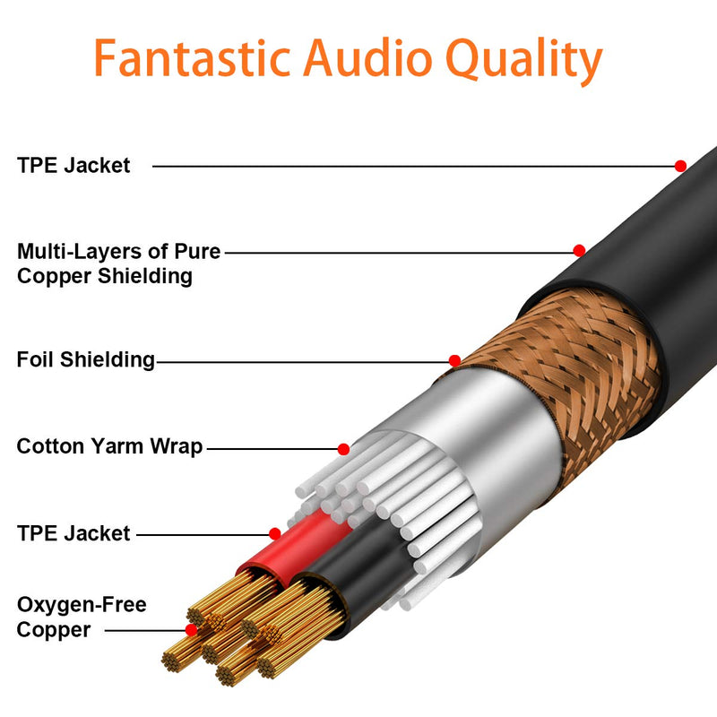 [AUSTRALIA] - TISINO Dual 1/4 TS to XLR Y-Splitter Cable, Double 6.35mm Mono to Male XLR Y-Adapter Breakout Cord for Mixer, Amplifier - 10ft 10 feet 