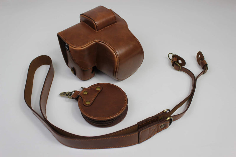 X-S10 Case, BolinUS Handmade PU Leather Fullbody Camera Case Bag Cover for Fujifilm Fuji X-S10 XS10 with 15-45mm Lens Bottom Opening Version + Neck Strap + Mini Storage Bag (Coffee) Coffee