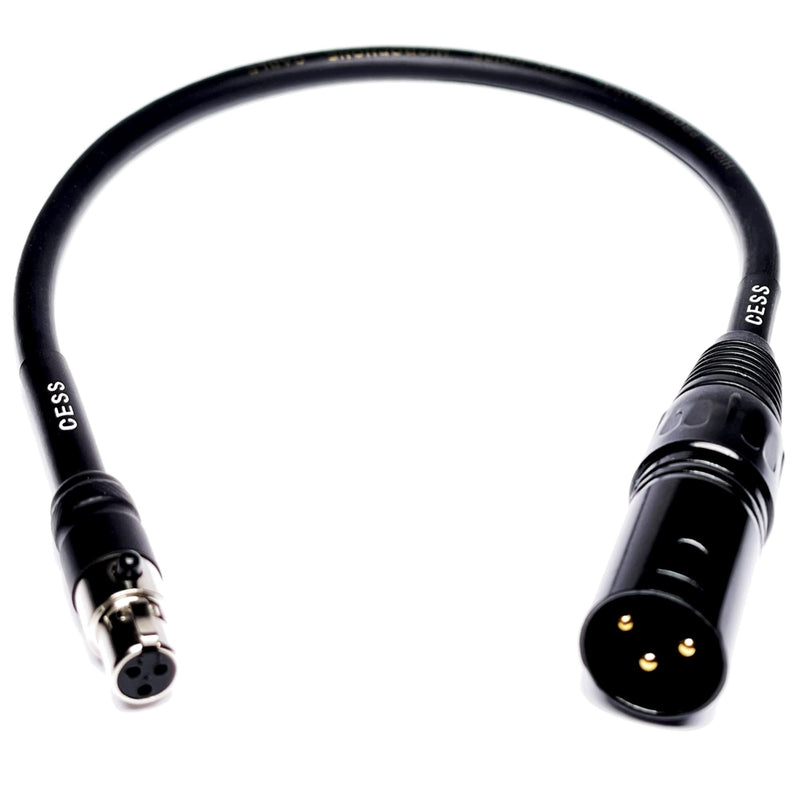 CESS-195-1f Low Noise 3-Pin Mini XLR to XLR Adapter Cable (Mini XLR Female to XLR Male, 1 Foot) Mini F to XLR M, 1 Foot