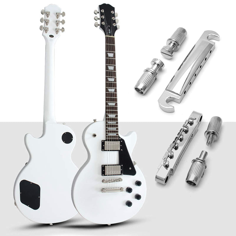 Silver Electric Guitar Tune-o-Matic Tailpiece & Bridge Set With Studs Mounting Accessories Fit For Epiphone Les Paul Replacement Parts Silver