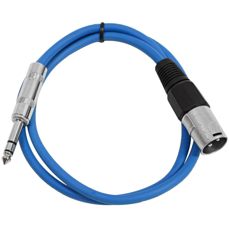 [AUSTRALIA] - Seismic Audio SATRXL-M2Blue6 2-Feet XLR Male to 1/4-Inch TRS Patch Cables - Blue 2 Foot 
