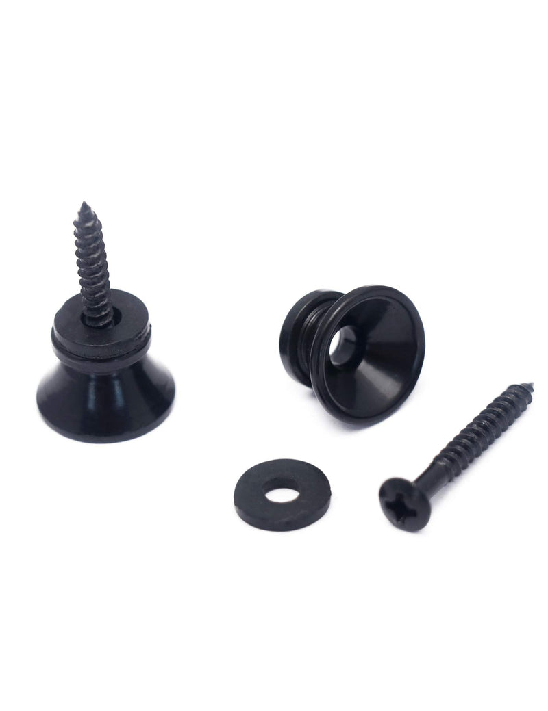 [AUSTRALIA] - Metallor Guitar Strap Locks and Buttons End Pins with Mounting Screws and Washers for Electric Guitar Bass Acoustic Guitar Ukulele Mandolin. (Black) Black 
