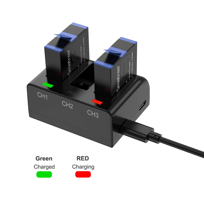 Smatree 3-Channel Battery Charger Compatible with Gopro Hero 9 Black