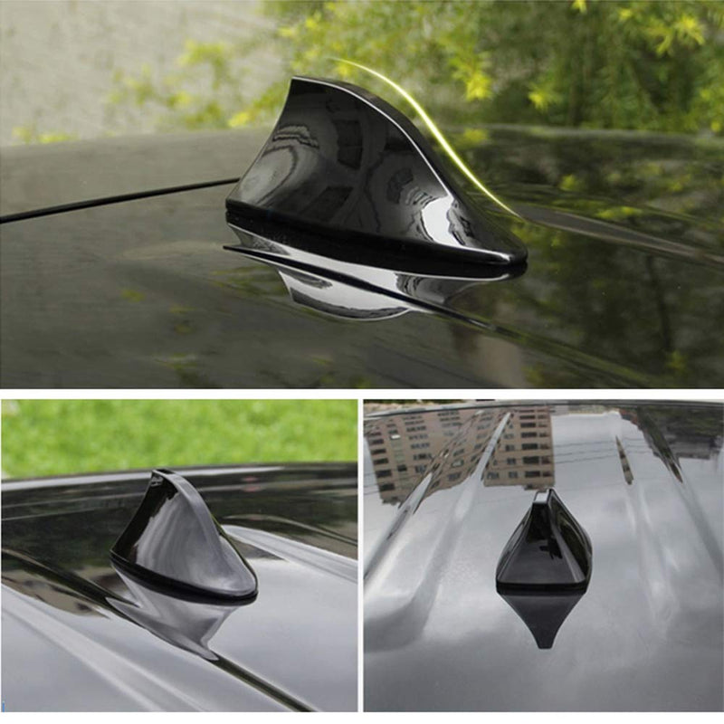 [AUSTRALIA] - Special Car Shark Fin Antenna AM/FM Radio Signal Roof Aerial for Mitsubishi Outlander ASX Lancer Evolution Pajero Eclipse Grandis with Adhesive Base (Black) Black 