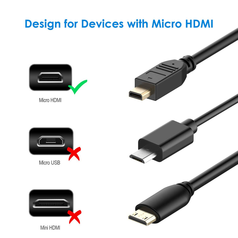 [AUSTRALIA] - Rankie Micro HDMI to HDMI Cable, Supports Ethernet, 3D, Audio Return, 6FT 6 Feet Black 