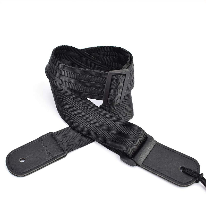 CLOUDMUSIC Ukulele Strap Cotton Woven Seatbelt Strap For Soprano Concert Tenor Baritone(Black) black