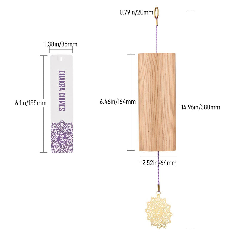 Mowind Chakra Chimes Natural Bamboo Wind Chimes Meditation Chord Windchime Wind bell for Home Decoration Zen Mindfulness Crown Chakra