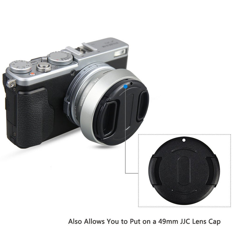 Lens Hood Set JJC Lens Shade for Fuji Fujifilm X100V X100F X100S X100T X100 X70 Replaces Fujifilm LH-X100 Lens Hood & Adapter Ring Aluminum alloy -Silver Model 2 Silver