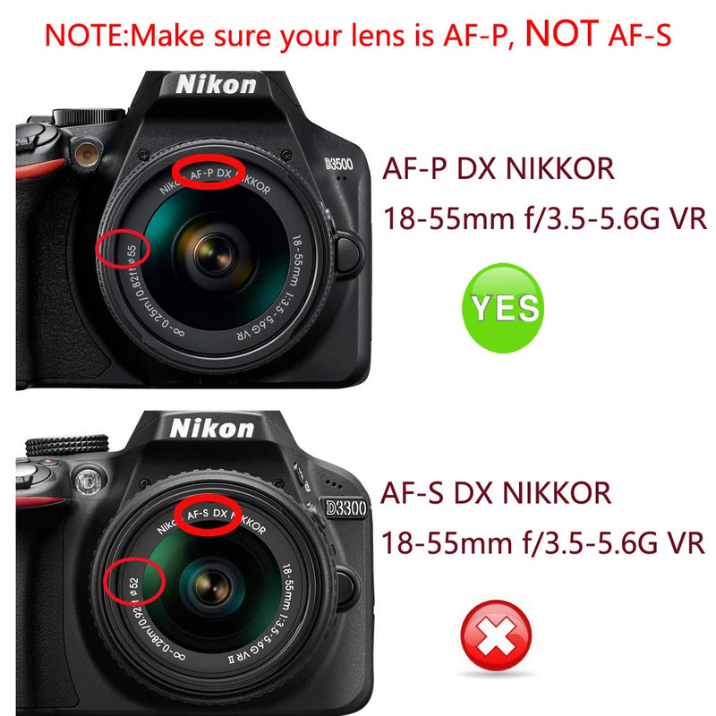 D3500 Lens Cap (55mm) for Nikon D3500 D5600 w/ AF-P 18-55mm for Canon EF-M 11-22mm 18-150mm for Sony DSC-HX400 HX300 (2 Pack)