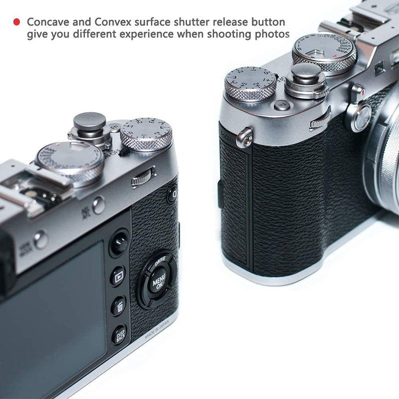 VKO Gray Soft Metal Shutter Release Button Brass Compatible with Sony DSC-RX1RII RX10IV RX10III RX10II RX10 X-T4 X-T30 X-T3 X100F X-T20 X-PRO2 X30 X-T2 Camera 11mm Concave 10mm Convex Surface(2 Pack) Grey