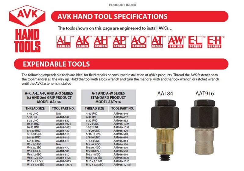 AVK Industrial AA181-1024 Expandable Tool, Thread Size 10-24, Black 1