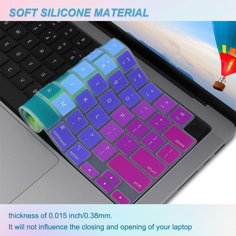 Silicone Keyboard Cover Skin for MacBook Air 15.3" 13.6 inches A2941 A2681 M2 Chip Released in Jun. 2023 US Layout Ultra Thin Non-Slip Protector Accessories (Gradient Rainbow) Gradient Rainbow