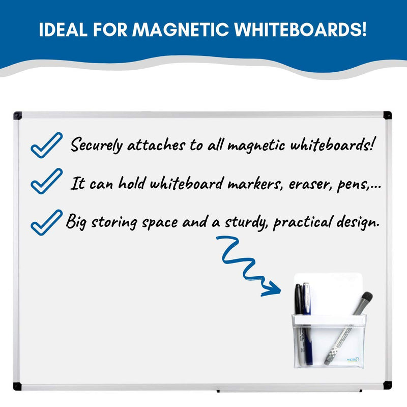 Magnetic Pen Holder for Refrigerator with Strong Magnetic Back - Dry Erase Marker Holder Ideal for Whiteboard, Fridge - Pencil Cup (Medium, White) Medium - White