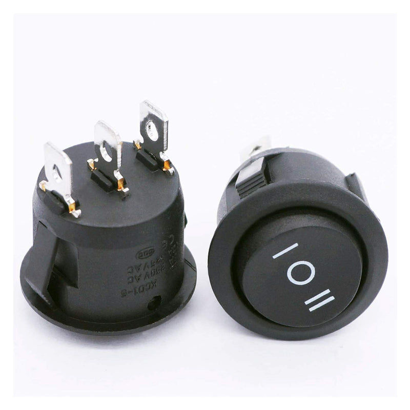 TWTADE / 4Pcs Momentary Boat Rocker Toggle Switch 3 Pin 3 Position(ON)-Off-(ON) SPDT Mini Car Auto Boat Round Shape Rocker Switch 6A 250VAC/10A 125VAC KCD1-5-123
