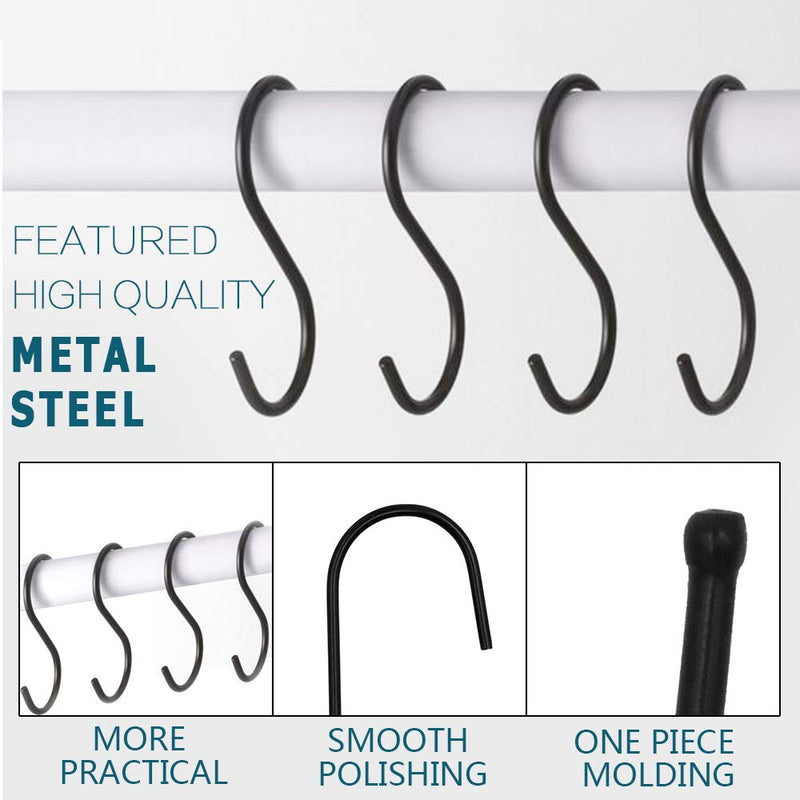 20Pack Heavy Duty S Hooks: 3.5 Inch Black S Shaped Hooks | Hanging Hanger Hooks for Storage Racks & Metal | Hanging Hanger in Kitchen Shelves and Bathroom S Hook