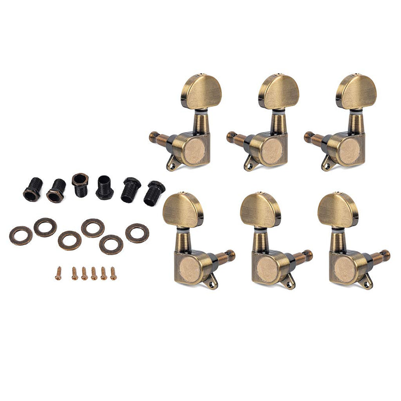 Alnicov 6PCS 3L3R Guitar String Tuning Pegs Sealed Machine Heads Tuners Kit for Epiphone Guitar Electric Acoustic Guitars Gear Ratio of 1:18-Bronze